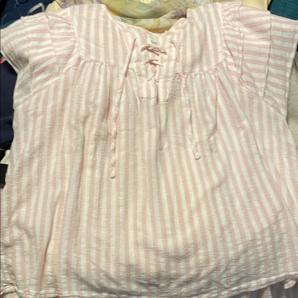 GAP Pink and White Short Sleeve Tee Casual Top